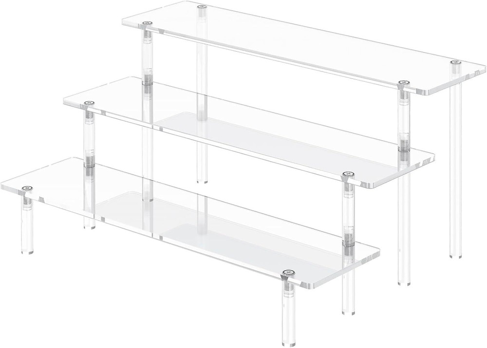 3 Tier Acrylic Display Risers, Large Perfume Organizer Stand, Clear Cupcake Stan