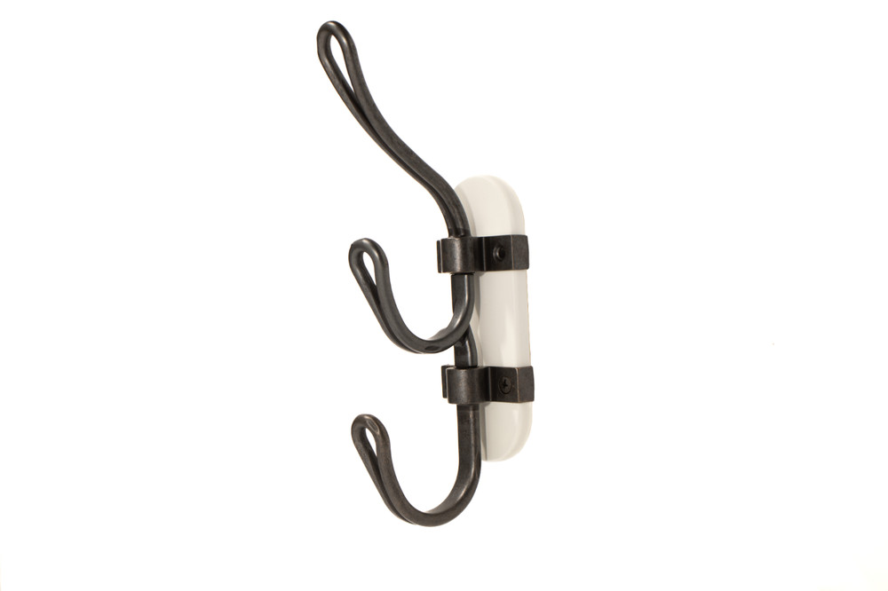 FantasHome 9” Prong Swivel Wall Mounted Hook with 3 Hooks – White / Black