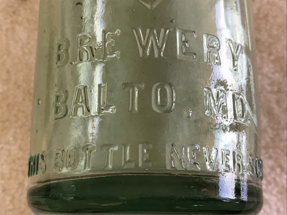 FRED BAUERNSCHMIDT AMERICAN BREWERY EMBOSSED BOTTLE, BALTIMORE MD.