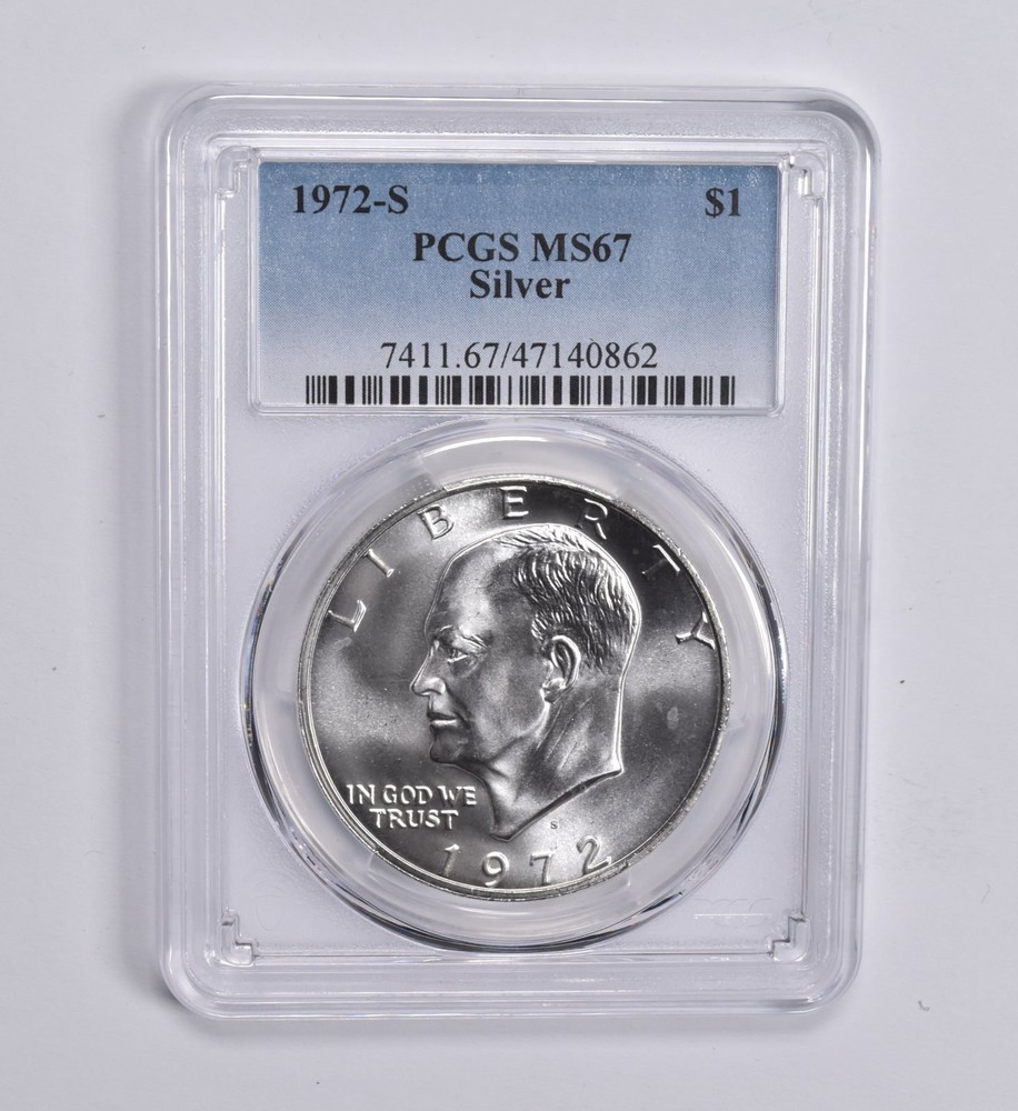 MS67 1972-S Silver Eisenhower Ike Dollar PCGS Blue Label