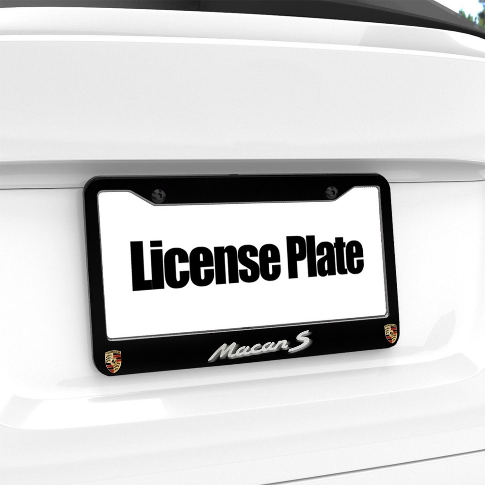 Porsche 2 Pack 2 Holes Solid Aluminum License Plate Frame Holder Black
