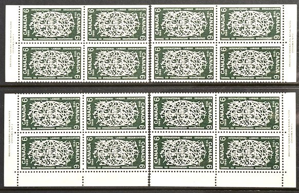 Canada #493 I.L.O. Plate Block Set MNH