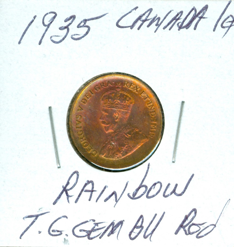 1935 CANADA CENT TOP GRADE GEM BU RED RAINBOW