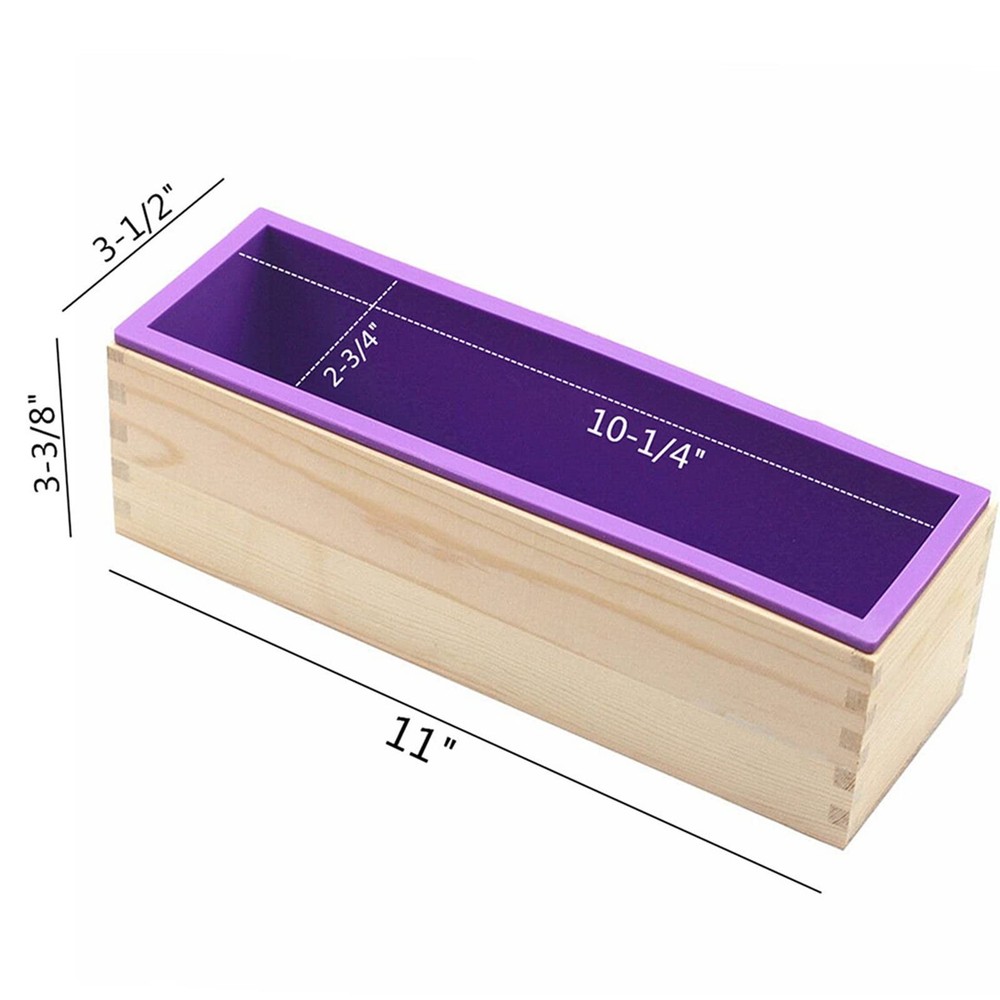 Silicone Soap Loaf Mold with Wood Box Flexible Rectangular 42oz Soap Making
