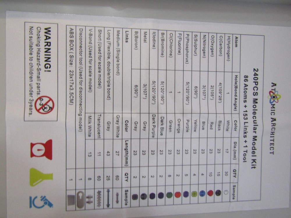 NEW ATOMIC ARCHITECT MOLECULAR MODELING KIT 240 PIECE SET