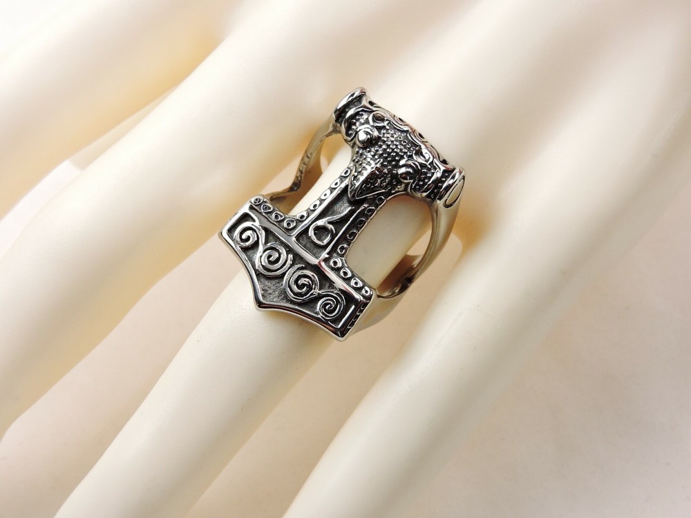 Stainless Steel Viking Hammer Ring - Free Gift Packaging