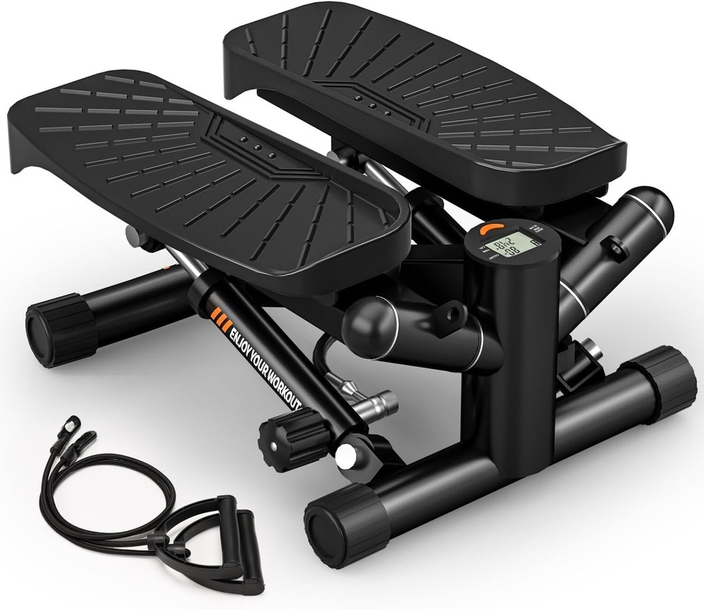 Steppers for Exercise at Home,Adjustable Resistance Mini Stepper (Black)