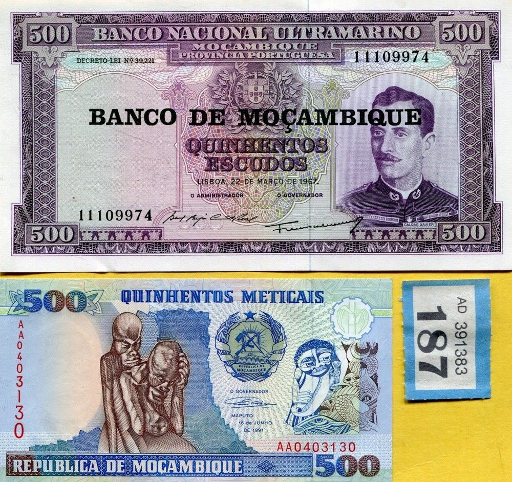 2  banknotes of    Mozambique