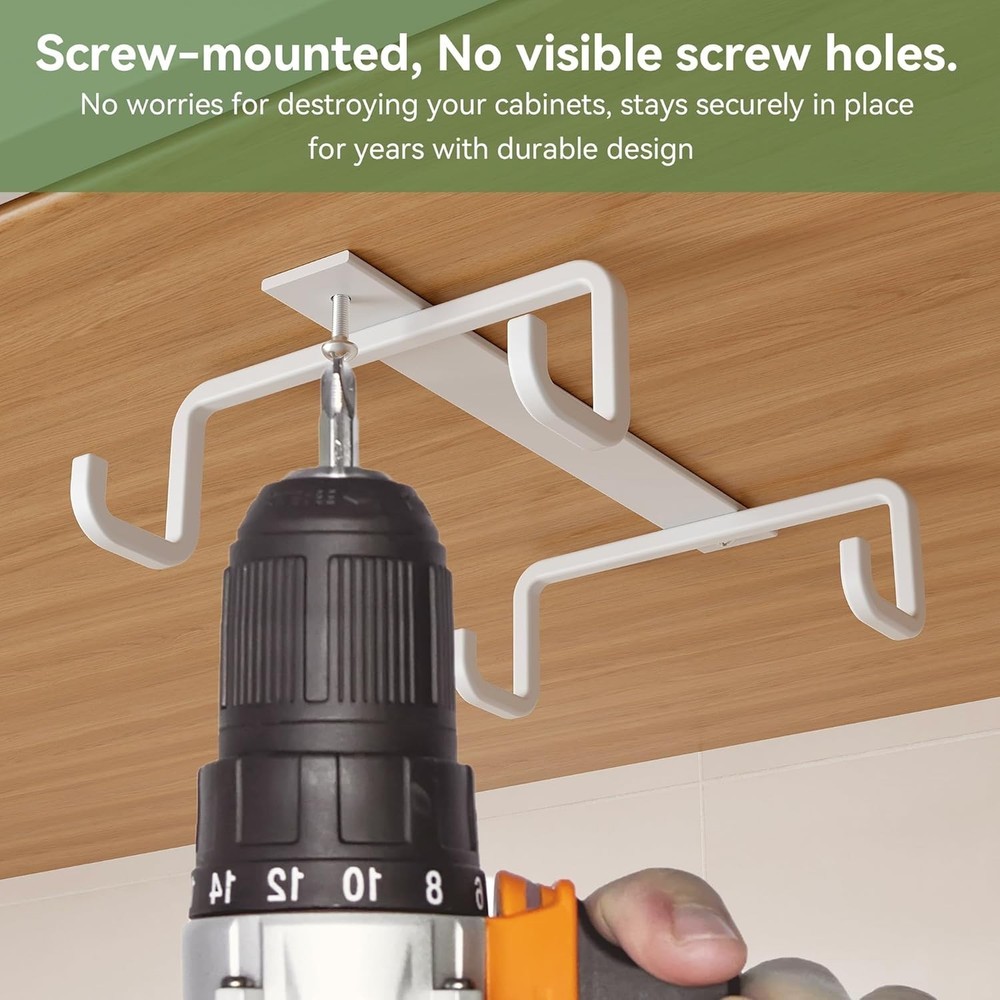 Mug Hooks Under Cabinet Space-Saving, Metal Coffee Cup Hooks 3 Pack, Sturdy M...