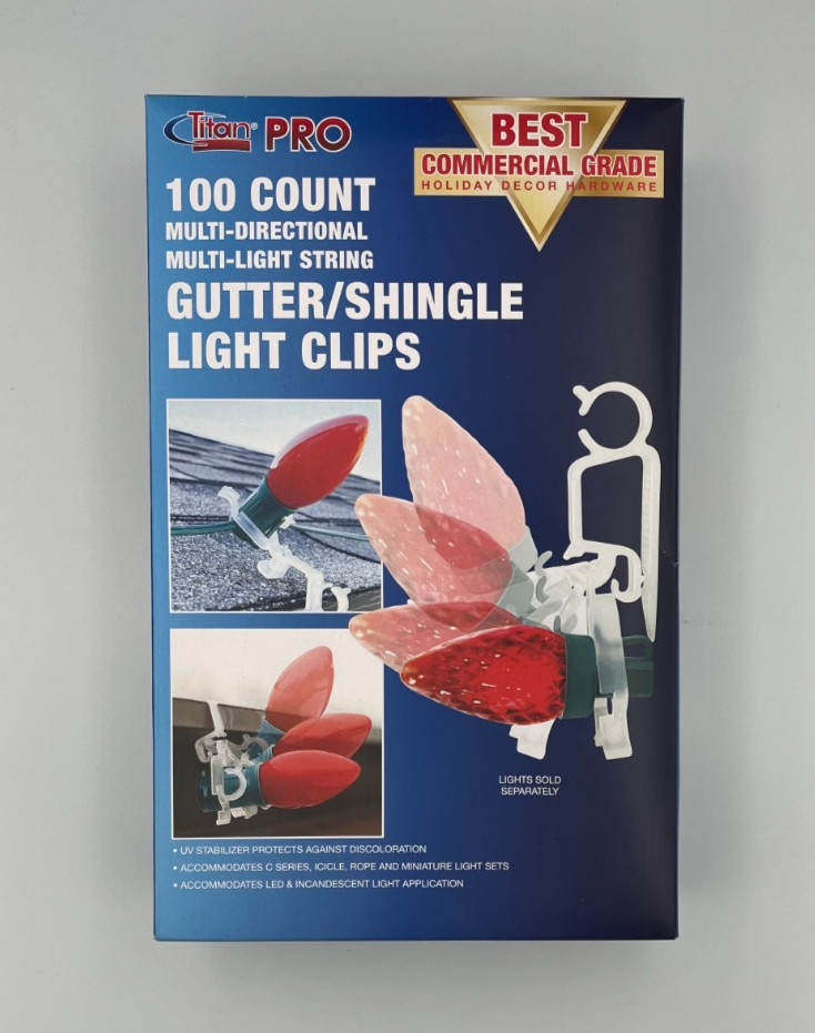 Titan PRO Multi-directional Gutter/Shingle Christmas Light Clips 100 Ct (3 LOT)