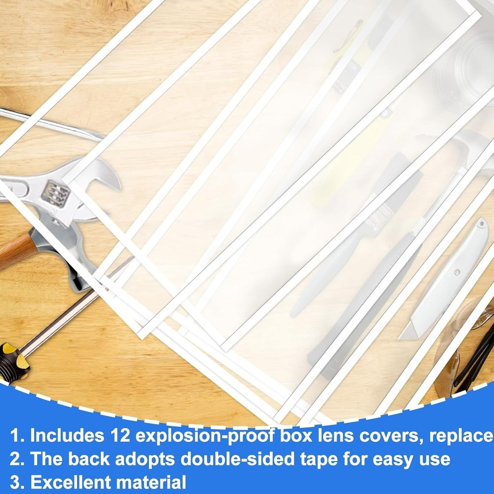 12 Pack Clear Polyester Abrasive Blasting Lens Covers 23'' x 11'' - Easy Install