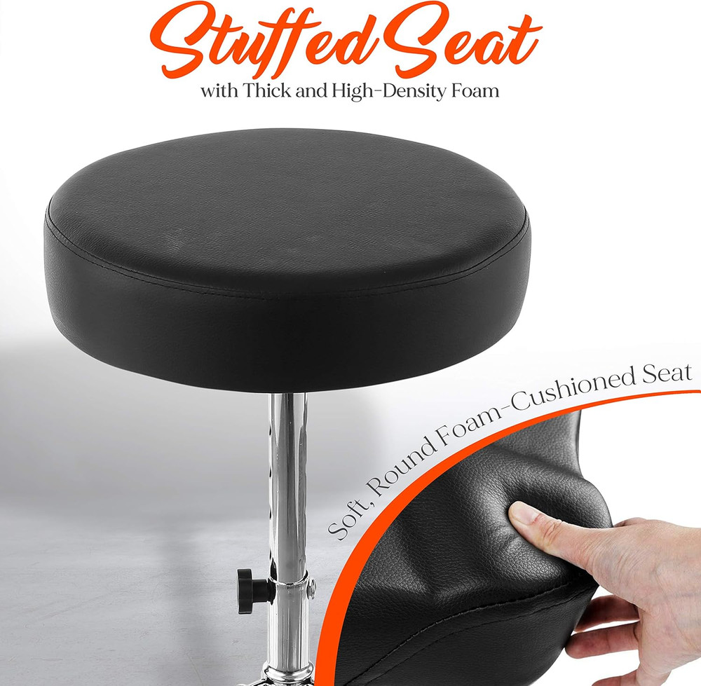Adjustable Drum Throne Stool - Portable with Double-Braced Tripod Legs, Foam-Cus