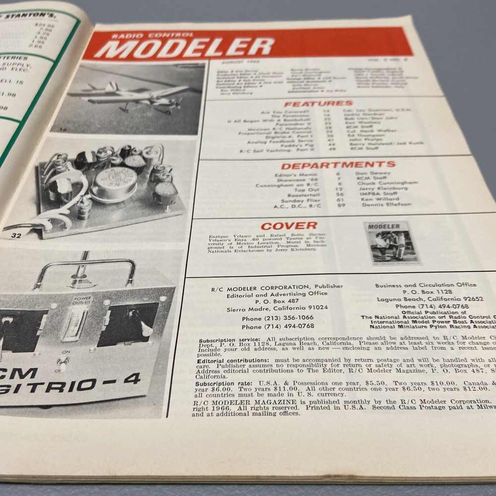 Radio Control Modeler Magazine August 1966