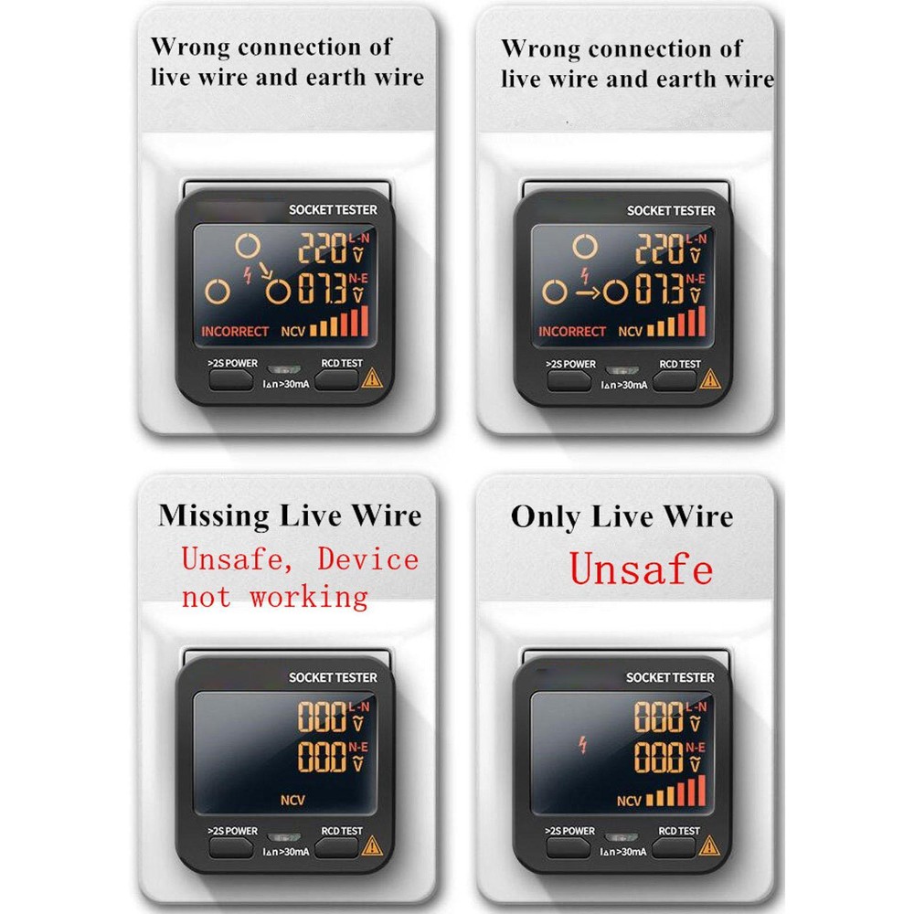 New US Plug AC11 Socket Tester Digital Display Voltage Checker Detector Tool