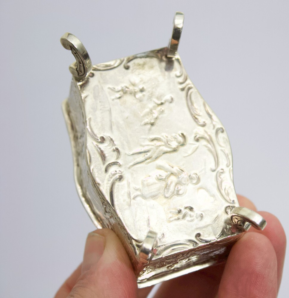 Solid silver antique Dutch decorative box dish pot