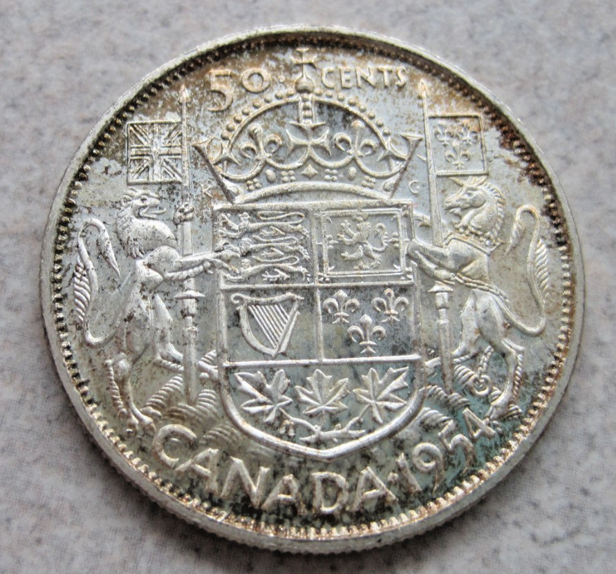 1954 Canada Silver 50c; BU