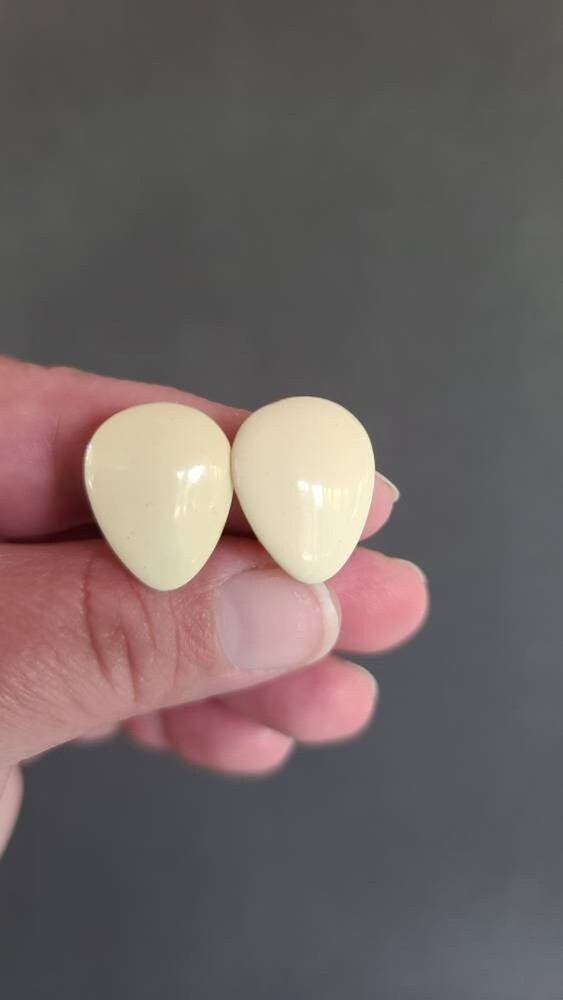 Beige Enamel Clip-on Earrings