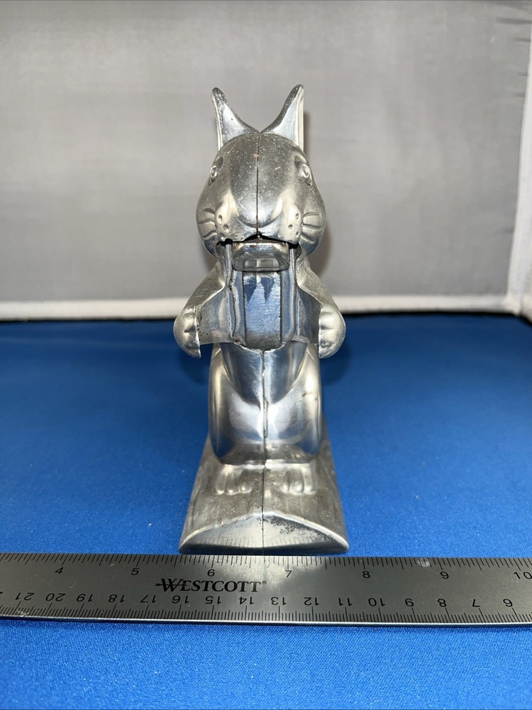 Vintage Squirrel Nut Cracker 6” Tall Silver Cast Aluminum Metal