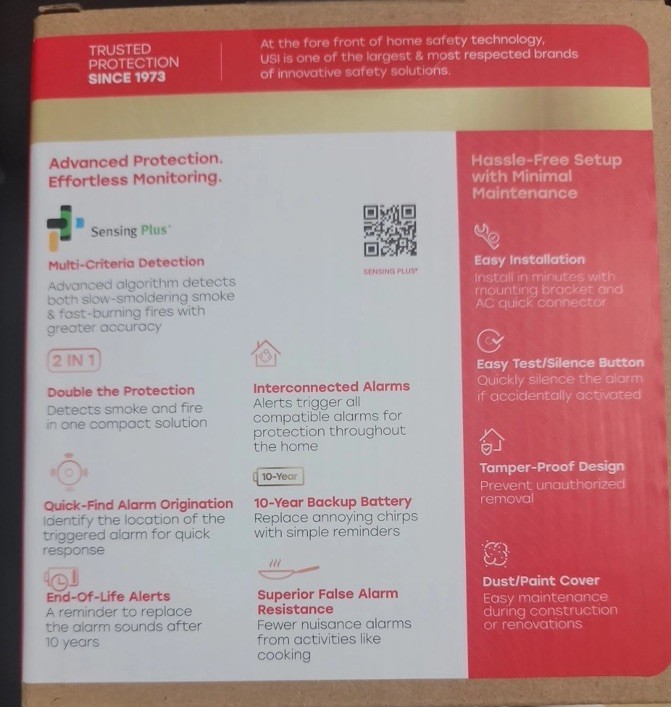 Universal Security 3 Pack Hardwired Smoke Detector W/ Ionization Sensor