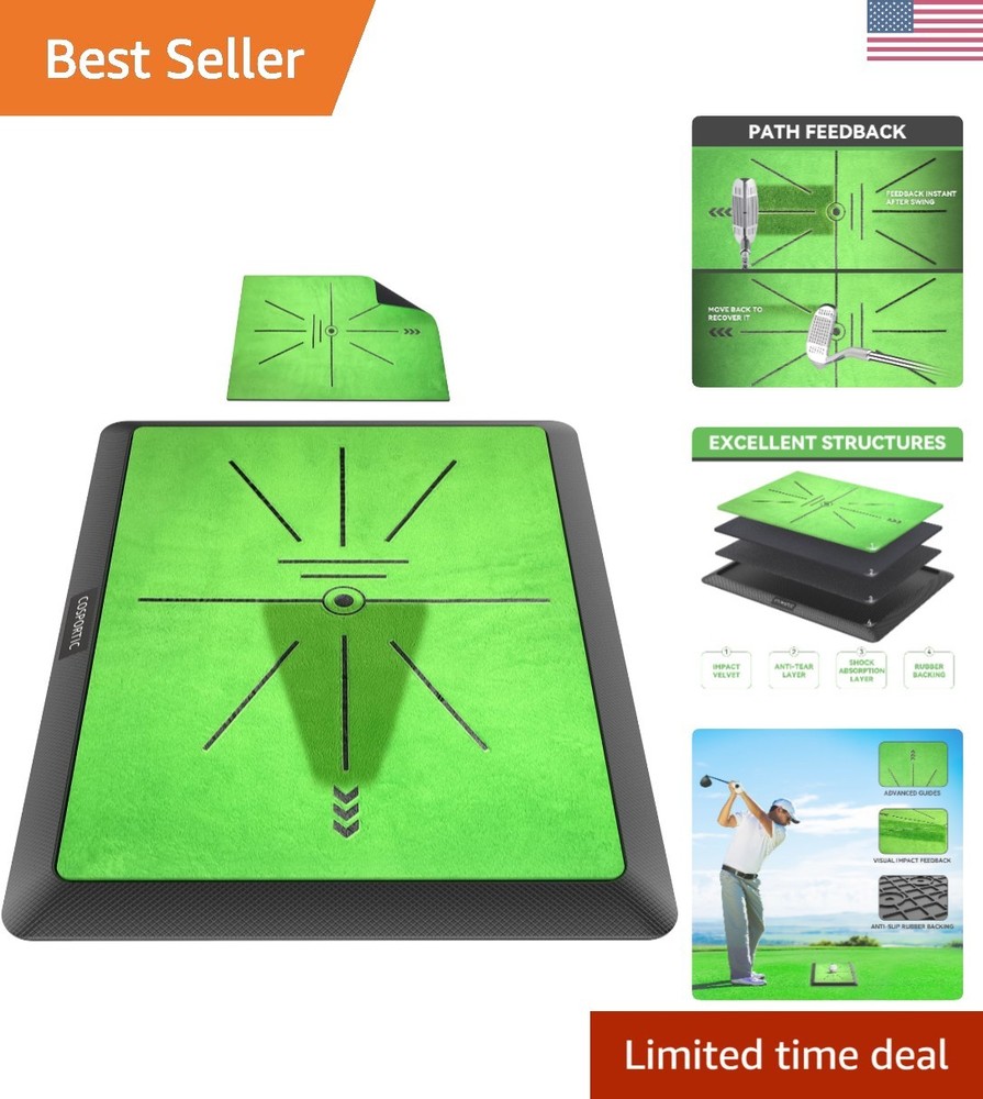 Durable Golf Hitting Mat with Replacement Velvet Surface - Practice Anywhere