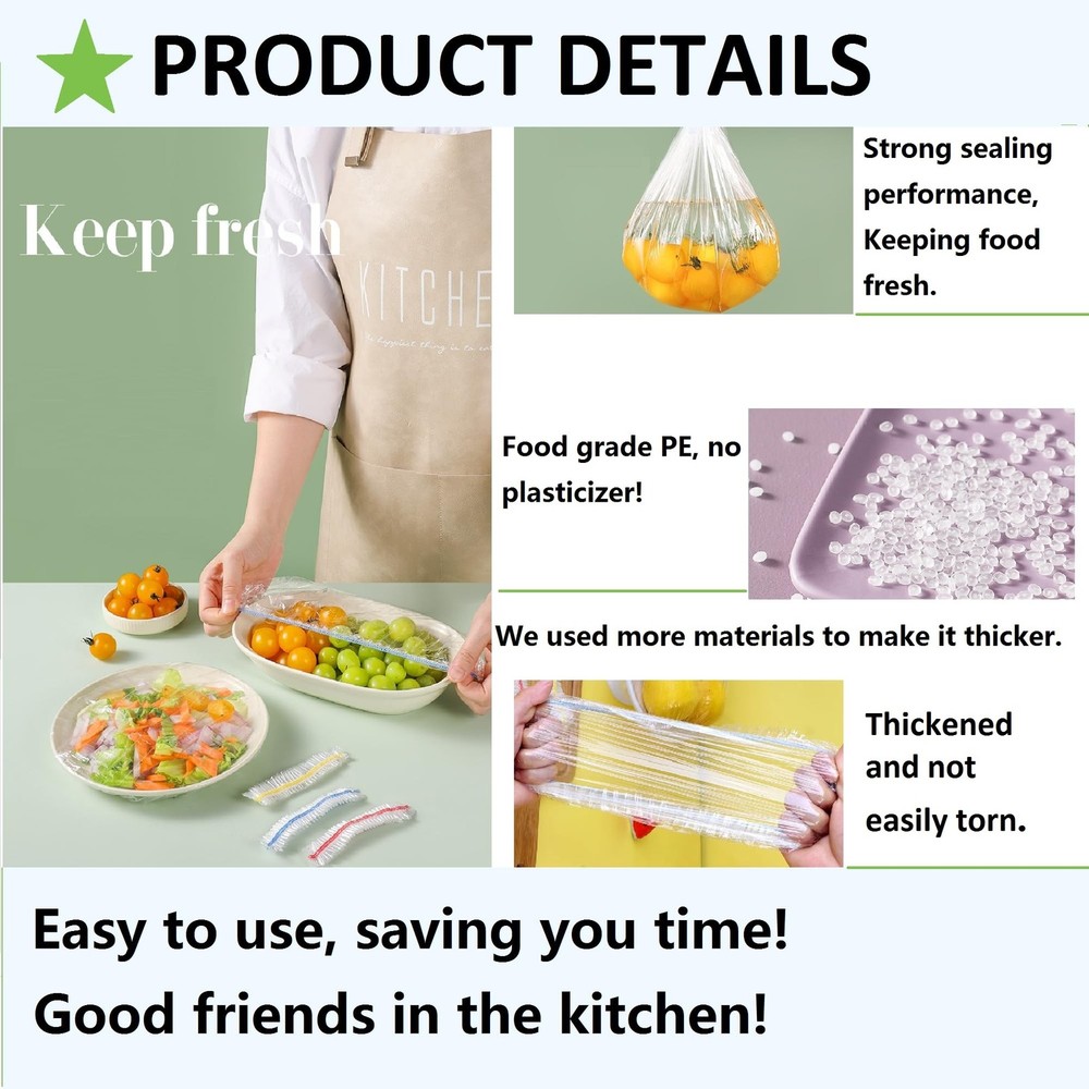 200pcs Thickened Plastic Bowl Covers For Banneton Bread Proofing Basket, Larg...