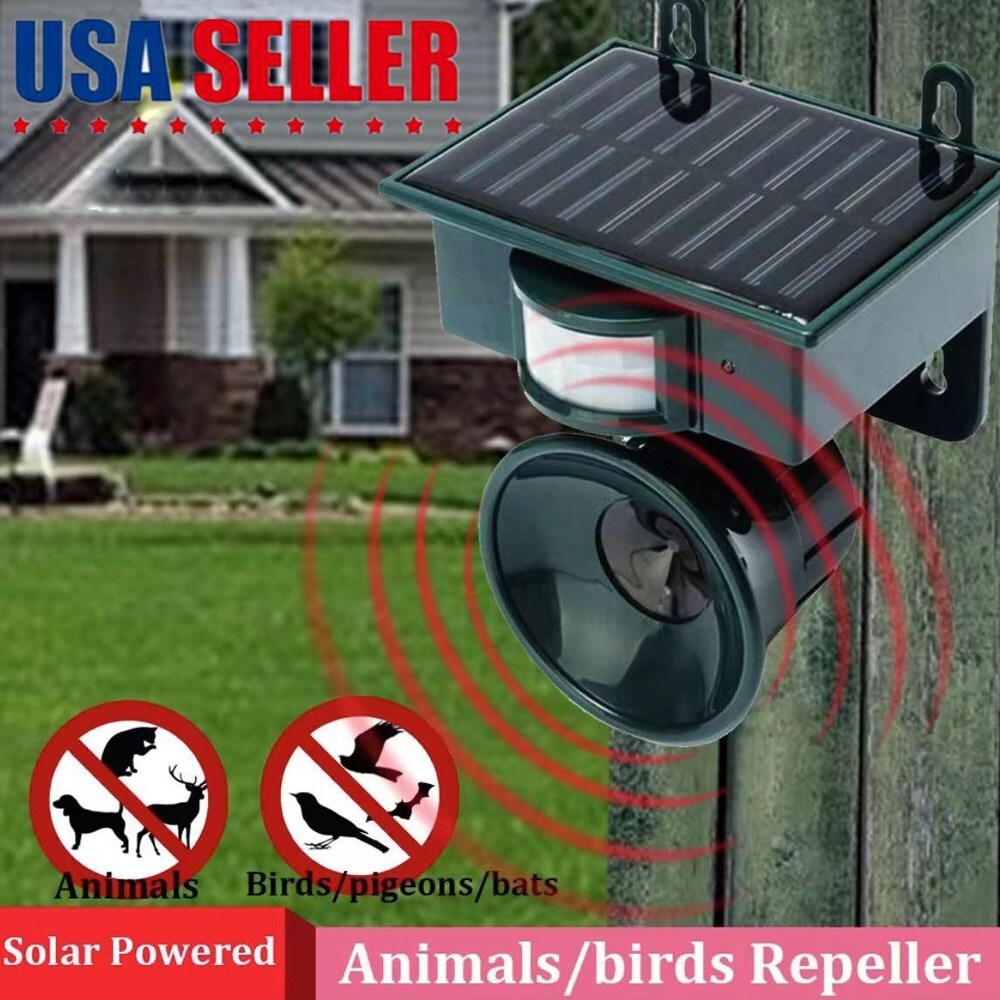 Solar Ultrasonic Bird Repellers Pest Control Scarer Deterrent Fox Motion Sensor