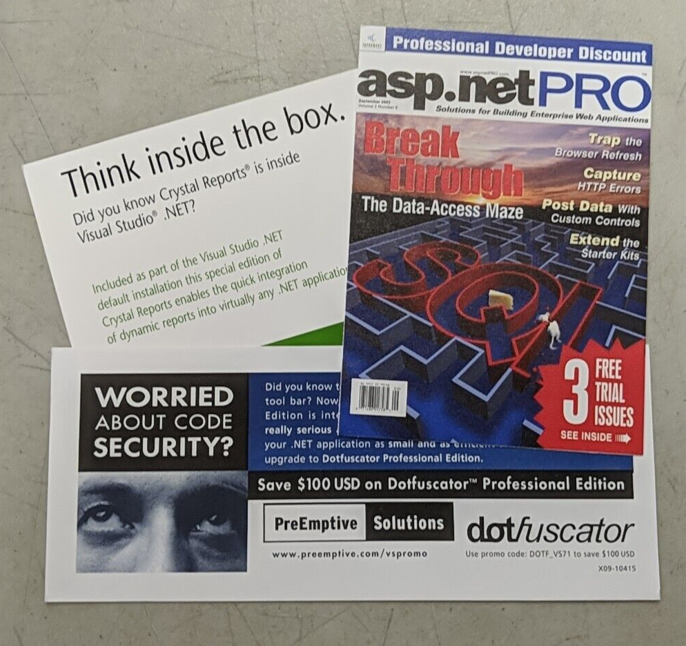 Microsoft Visual Basic .NET Standard 2003 Windows XP 2000