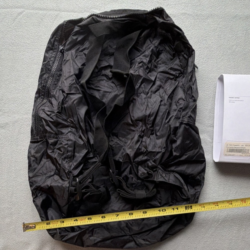 Herschel Packable Daypack Black Ripstop Polyester 24.5L Camping Hiking Backpack