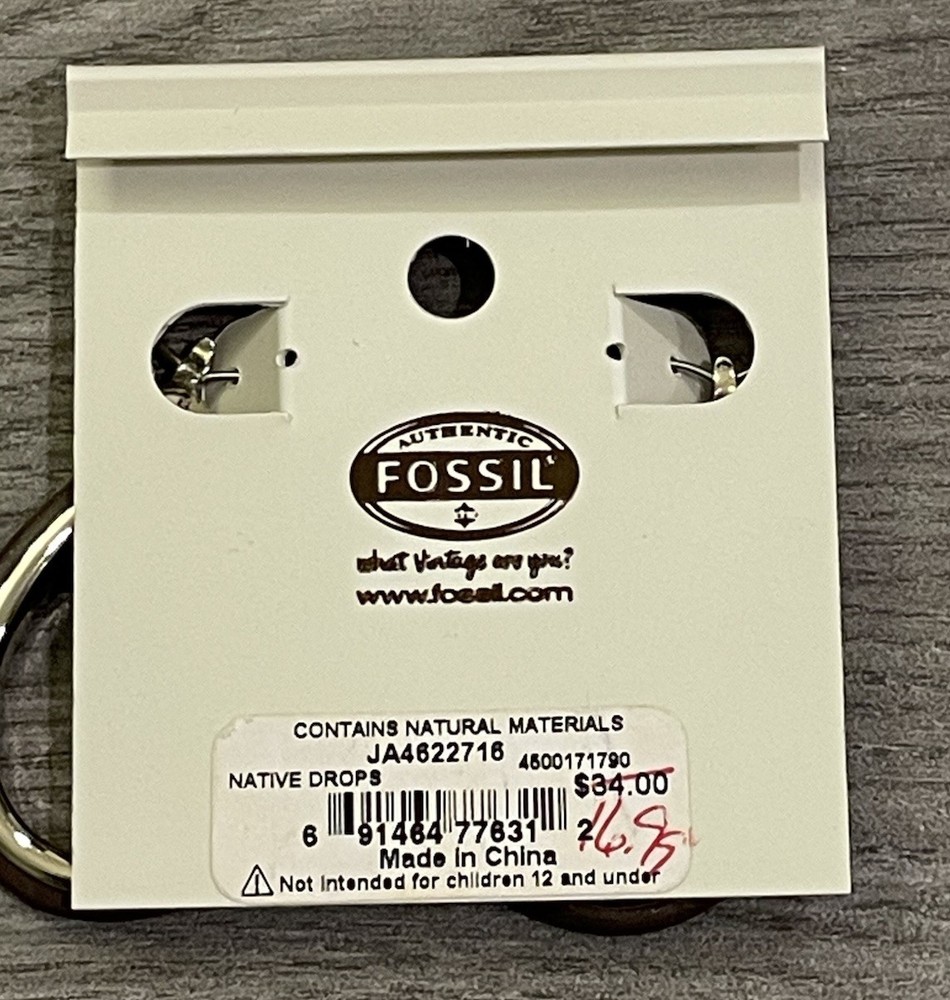 Fossil Native Drop Earrings Hoop Nee With Tags