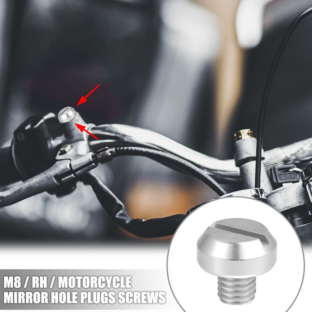 Universal screw cap for motorcycle mirror hole M8, silver tone