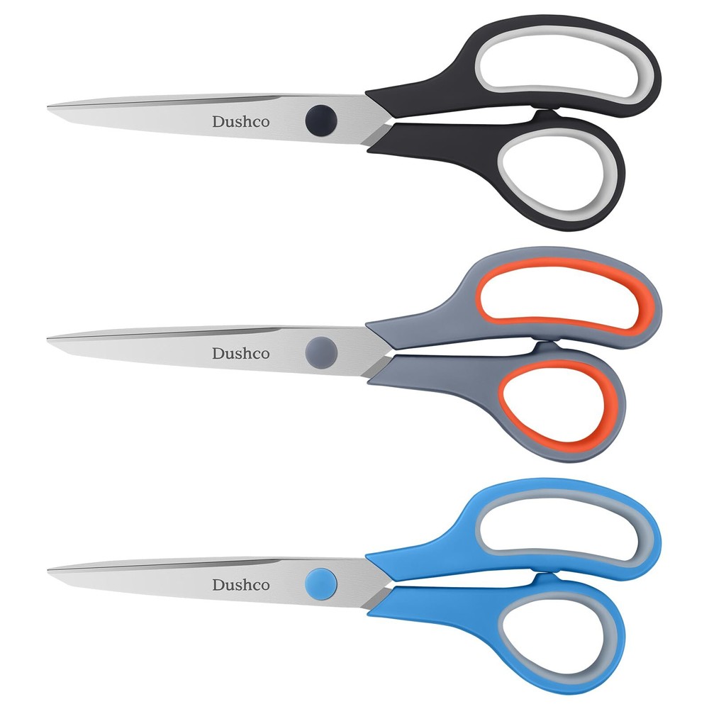 Dushco 8.5 Inch Multipurpose Scissors Bulk Set of 3 Pack Ultra Durable and Sharp