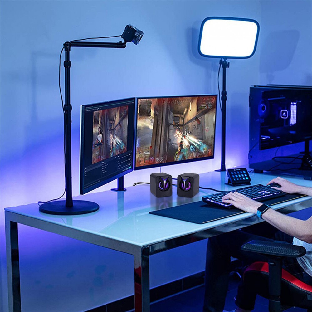 RGB LED Active Mini Computer Speakers USB Powered Stereo for PC Laptop Mac