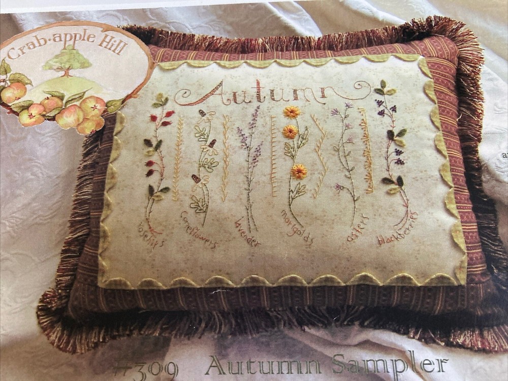 Crabapple Hill #309 ~ Embroidery Pillow Pattern ~ AUTUMN SAMPLER