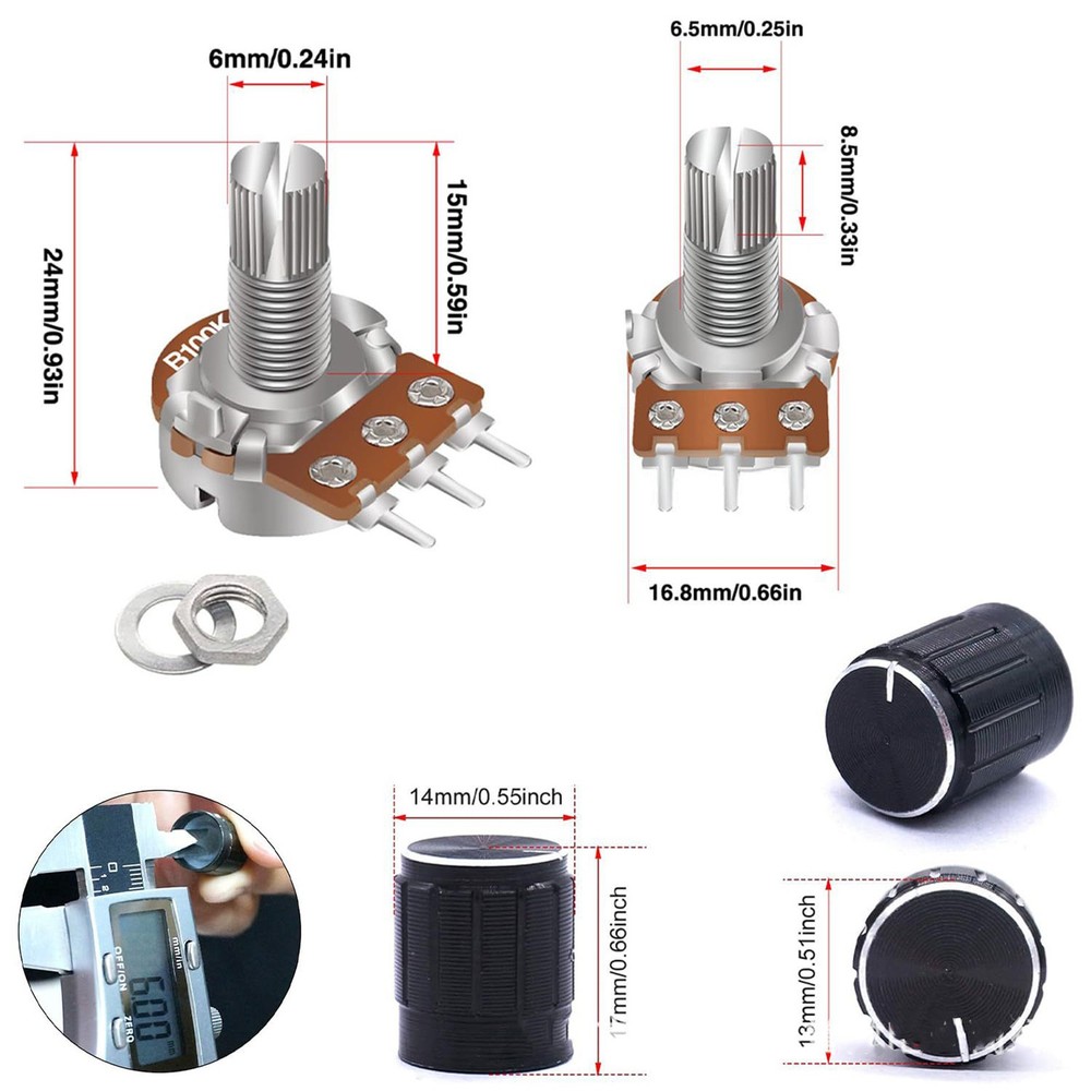 Potentiometer Linear Rotary Audio B Type Variable Resistor For Volume Control