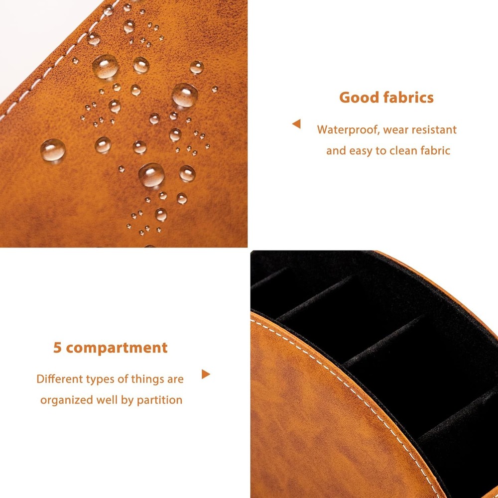 Remote Control Holders Organizer Box with 5 Compartment PU Leather Multi-func...