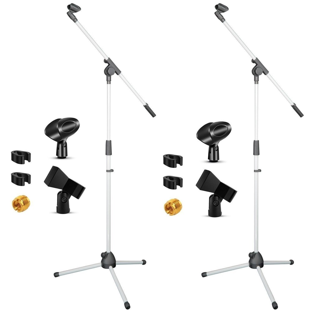 5 Core Microphone Stand Pair Floor 72" Adjustable w Telescoping Boom Arm