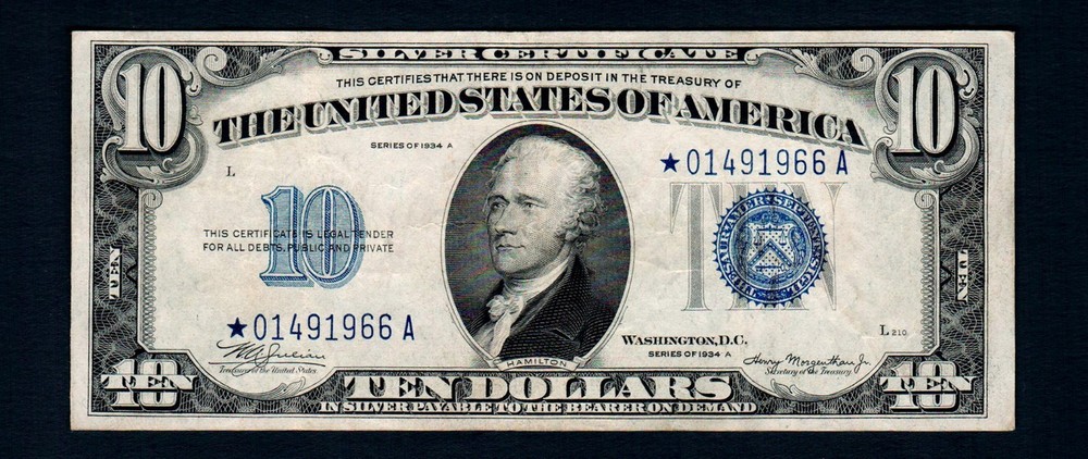 ⭐️$10 1934-A Silver Certificate STAR (B203)