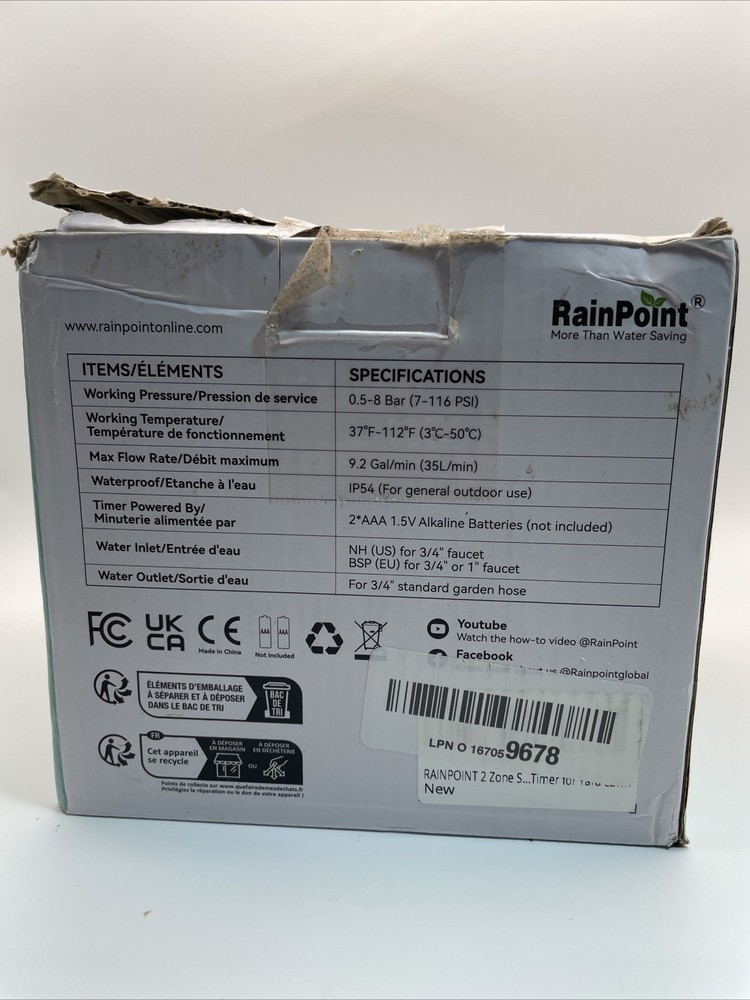 RAINPOINT 2-Zone Water Timer Model ITV205 2 Pack