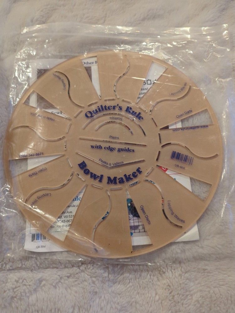 Quilter's Ruler with edge guides Bowl Maker - Pattern Maker Plastic Template