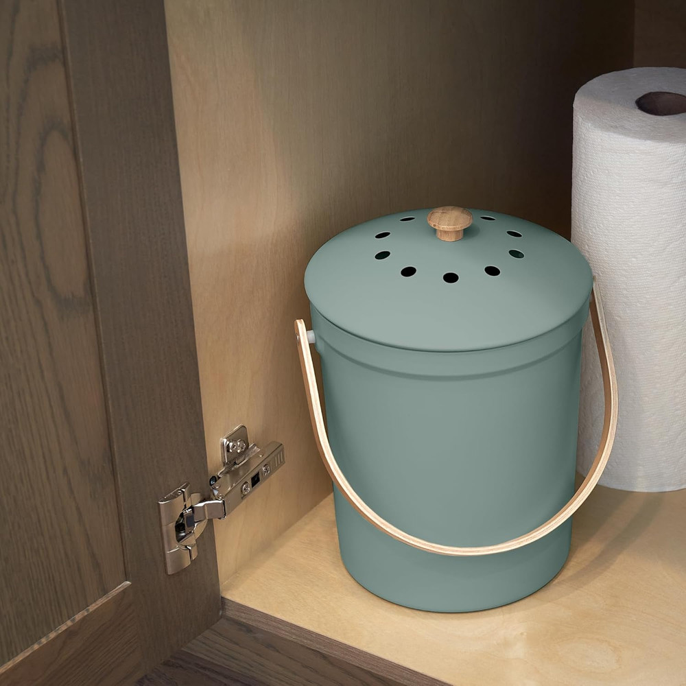 Beautiful Kitchen Compost Bin with Smell Proof Lid - Rust Proof and Odorless Com