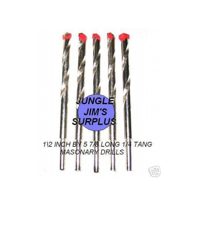 1/2 INCH X 5 7/8 LONG MASONRY DRILLS (5 PCS)
