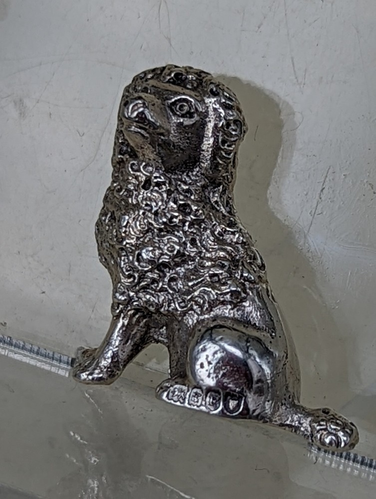 1902 Solid silver  miniature poodle dog figure