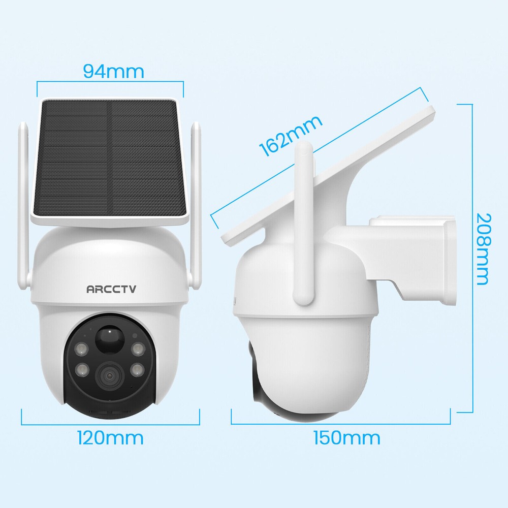 ARCCTV Wireless Solar Battery Powered Security Camera System Outdoor WiFi Audio