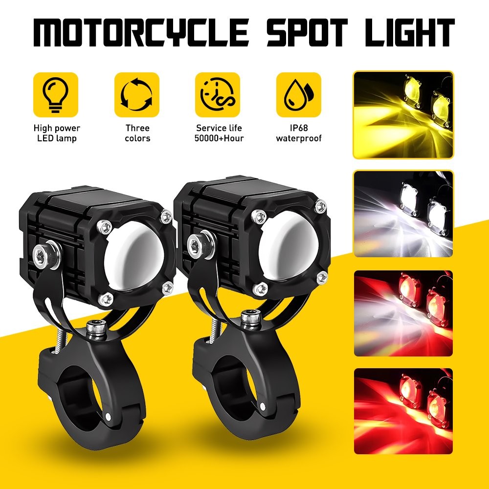 2X 3 Colors LED Strobe Flash Motorcycle ATV DRL Warning Spotlight Headlight Lamp