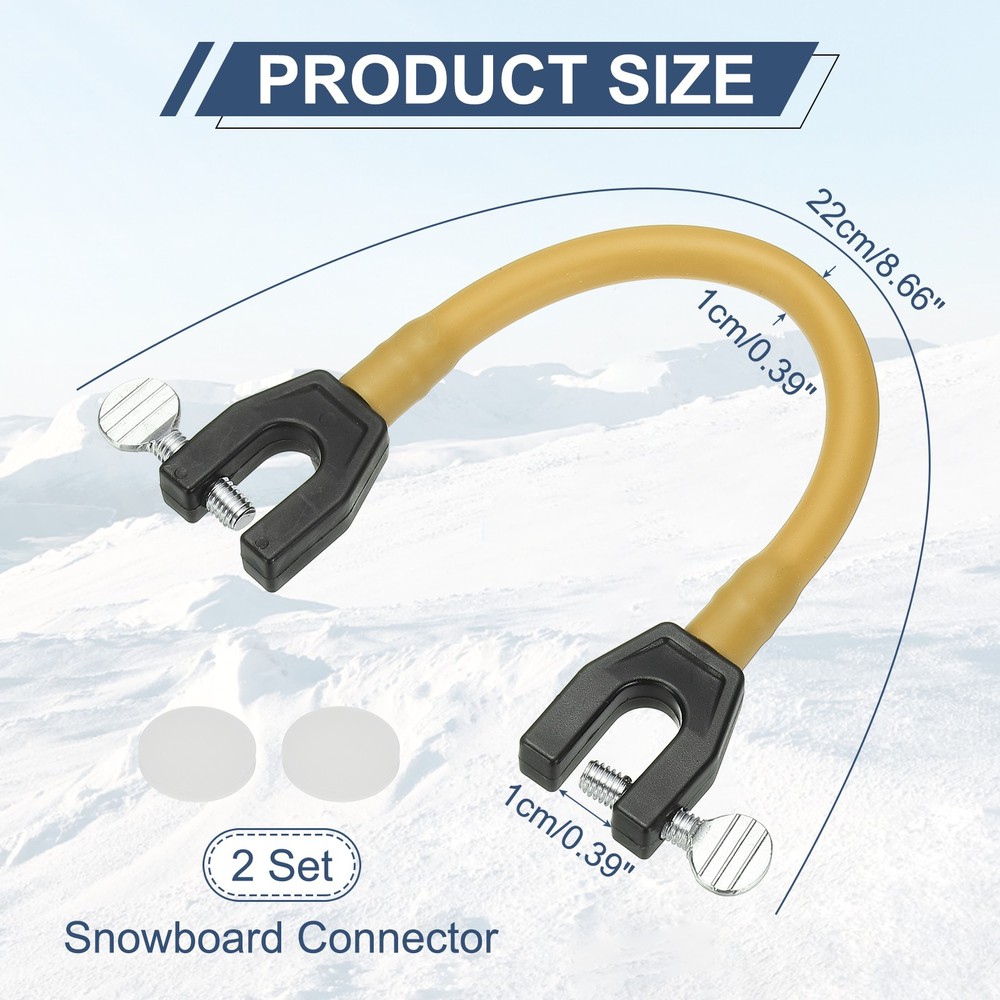 Ski Tip Connector, Snowboard Clip Ski Training Aid 2 Pcs & Dark Yellow