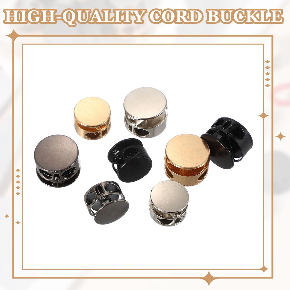 Metal Cord Locks, Double Hole Spring Draw String Stopper 0.6" & 20 Pcs & Black