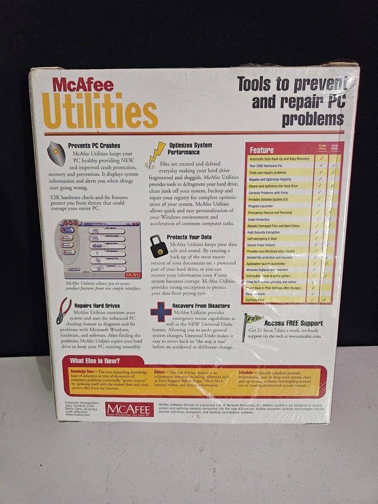 McAfee Utilities Windows 95 98 Big Box PC Software CD-ROM - NEW SEALED