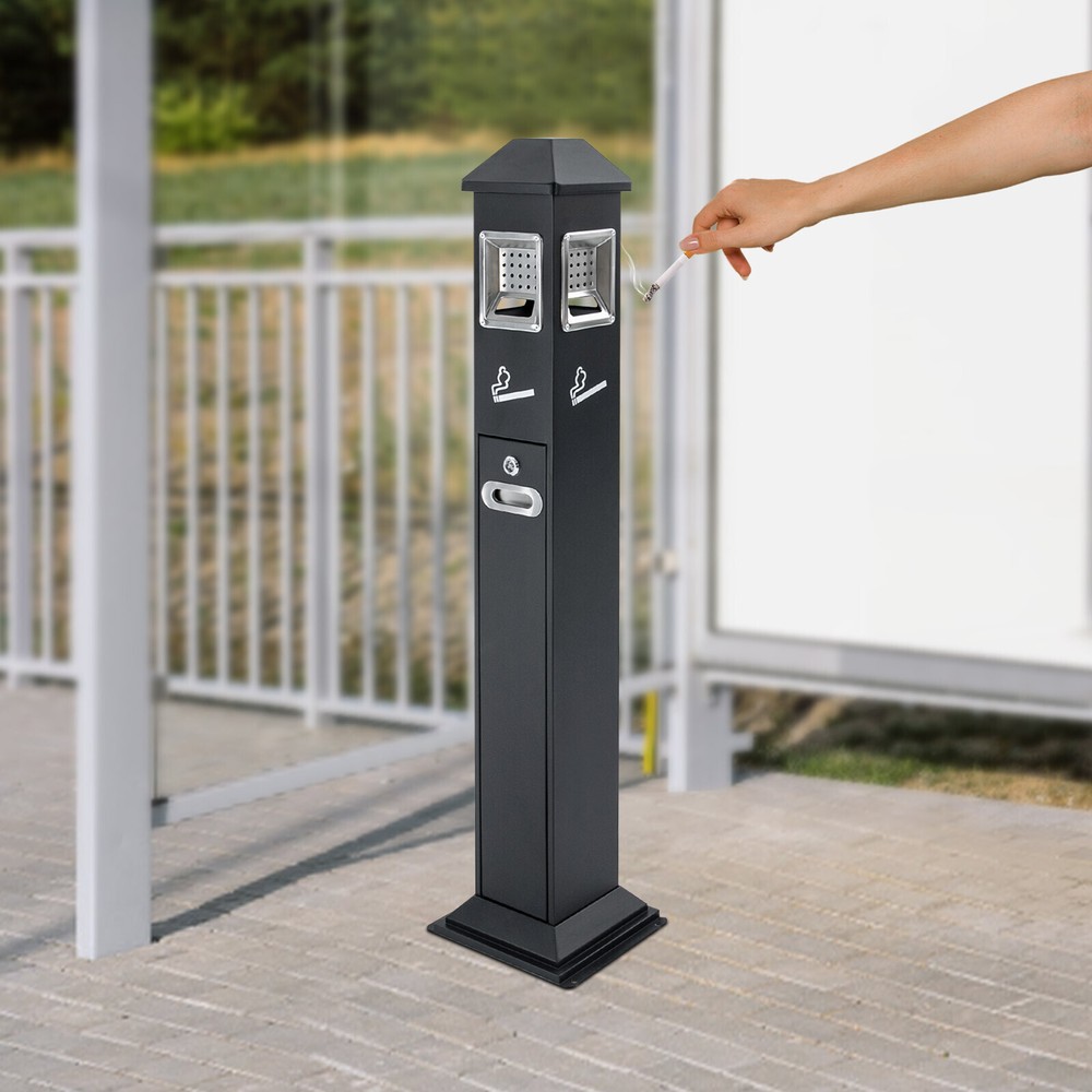 Garbage Can Cigarette End Collector Stainless with Inner Barrel Vertical Ashtray
