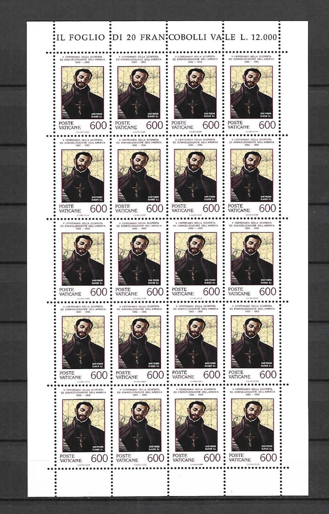 (FS266) Vatican 1992 Columbus Full Sheets MNH