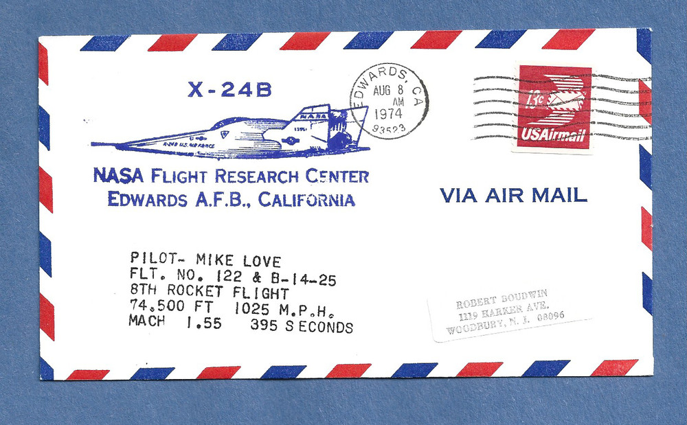X-24B FLIGHT B-14-25 AUG 8,1974 EAFB  SPACE COVER NASA